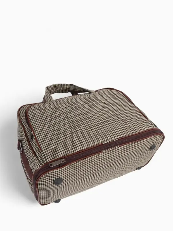 Сумка дорожная на молнии, наружный карман, длинный ремень, бежевая/коричневая