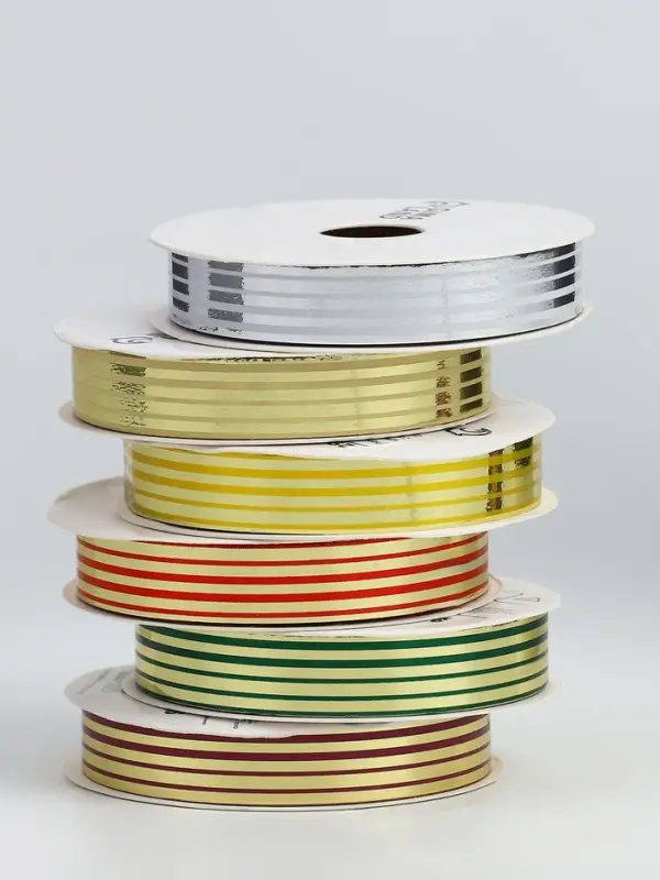 Лента упаковочная для декора и подарков, с металлическим блеском, МИКС, 1.2 см &times; 5 м&plusmn;5%