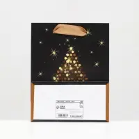 Пакет ламинированный «Золотой Merry Christmas» 11.5×14.5×6 см