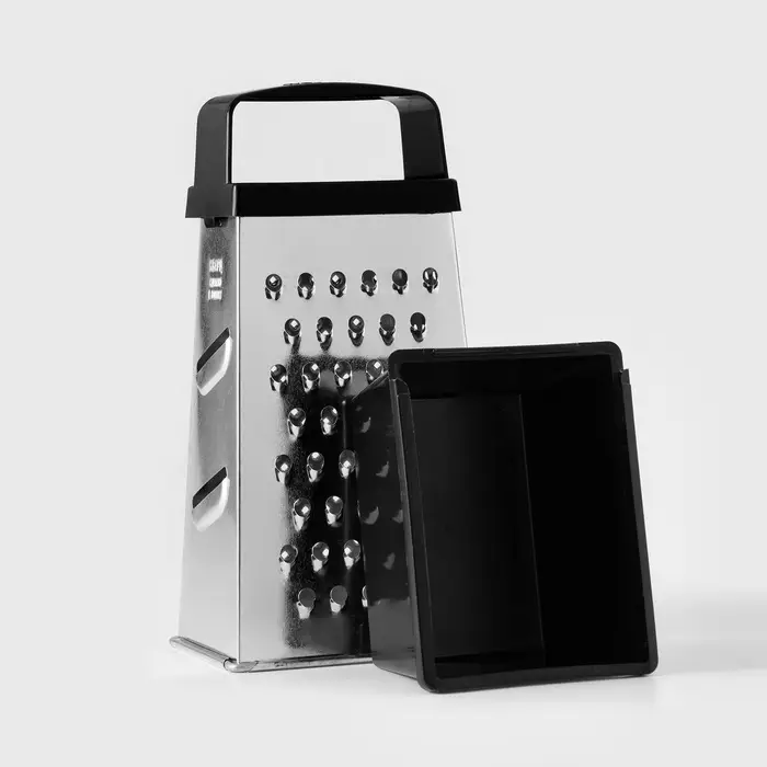 Тёрка с контейнером КВАРЦ &laquo;Комфорт&raquo;, 4 грани, 450 мл, 11&times;8.5&times;27 см, металл, МИКС