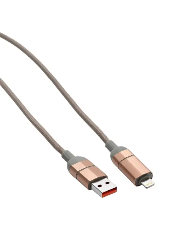 Кабель 2 Type-C - USB, Lighting, 3 А, 1 м, серый