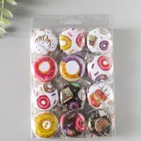 Шкатулка металл круглая "Пончики" набор 12 шт 4х4х2 см