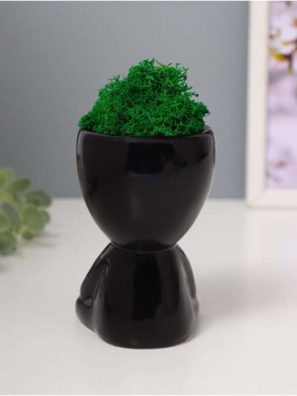 Кашпо керамика  Кашпо керамика "Мистер Грин йог" 11,5*7*8 см черный