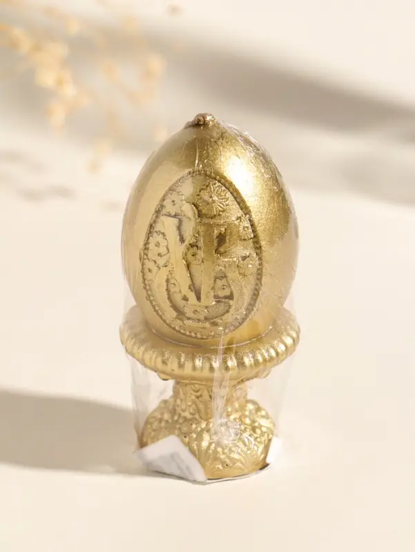 Свеча пасхальная "Яйцо на подставке ХВ" 5х9 см, лак, золотистый