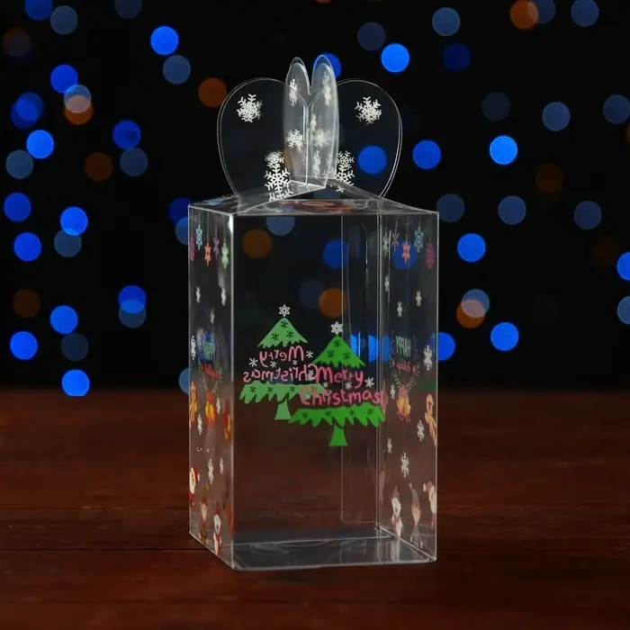 Коробка подарочная новогодняя складная ПВХ «Веселый Дед Мороз» 6×6×10 см Коробка подарочная новогодняя складная ПВХ «Веселый Дед Мороз» 6×6×10 см