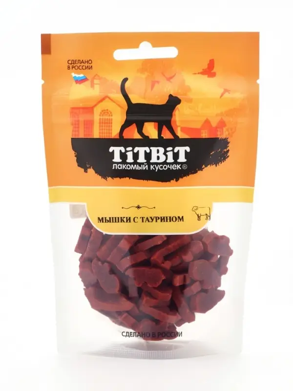 Мягкие снеки TitBit для кошек, мышки с таурином, баранина, 50 г
