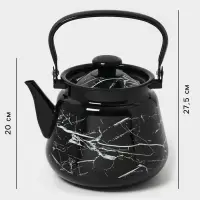 Чайник эмалированный &laquo;Чёрный мрамор&raquo;, 3.5 л, металлическая ручка