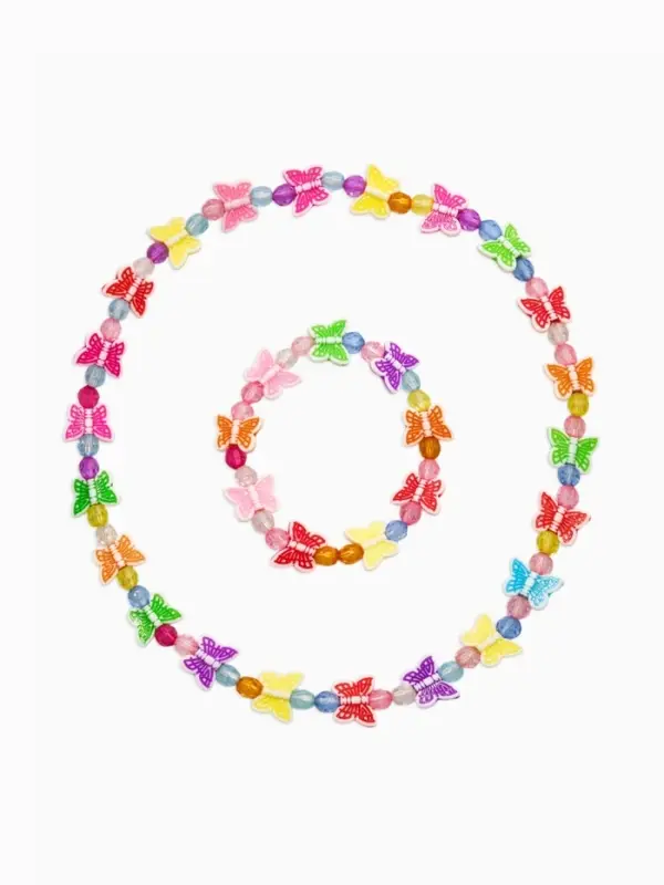 Набор детских украшений &laquo;Выбражулька. Бабочки&raquo;, 2 предмета: бусы 35 см, браслет, d=6 см, цветной