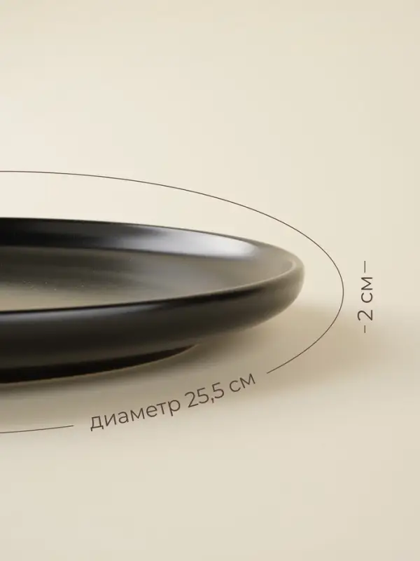 Тарелки SL Home &laquo;Дарк&raquo;, d=25.5 см, фарфор, чёрные