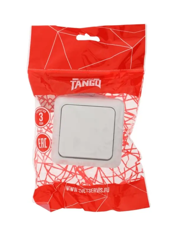 Выключатель TANGO, 10 А, 1 клавиша, 250 В, IP 20, основание розеток керамика, огнеупорный ABS-пласти