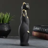 Фигура керамика &laquo;Кошка Багира&raquo;, чёрная, правая, роспись, 5&times;4&times;20 см