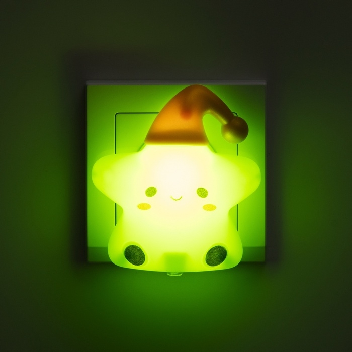 Ночник "Звездочка в колпаке" 1Вт LED зеленый 6,5х8х8,5см