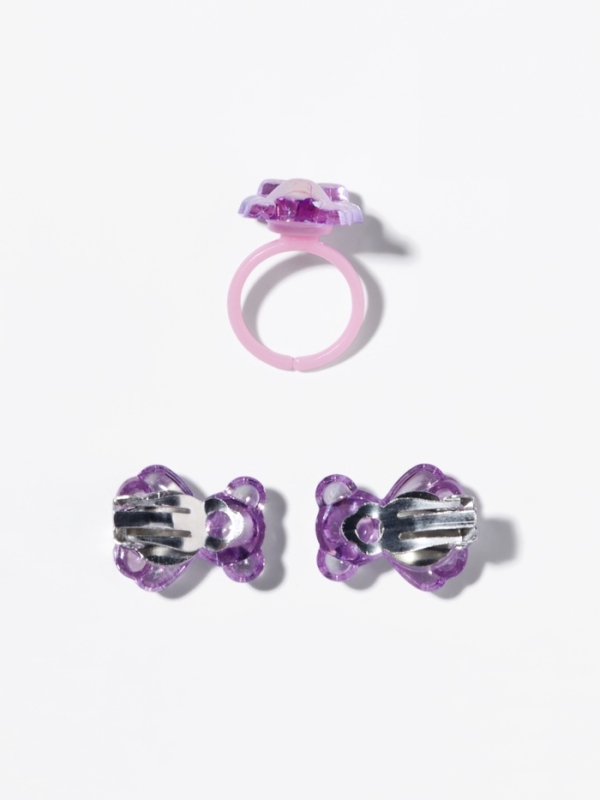 Набор детский Набор детский "Выбражулька" 2 предмета: клипсы, кольцо, мишка, цвет МИКС