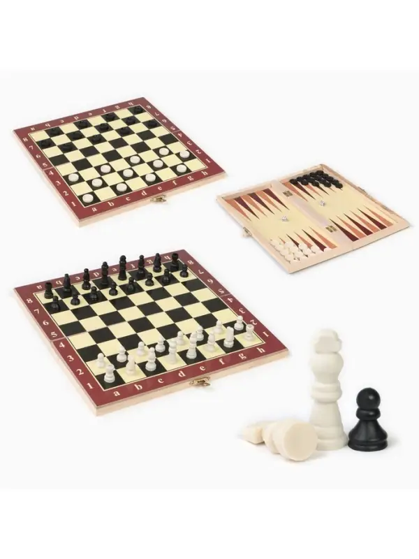 Настольная игра 3 в 1, набор: шахматы, шашки, нарды, 25&times;25 см