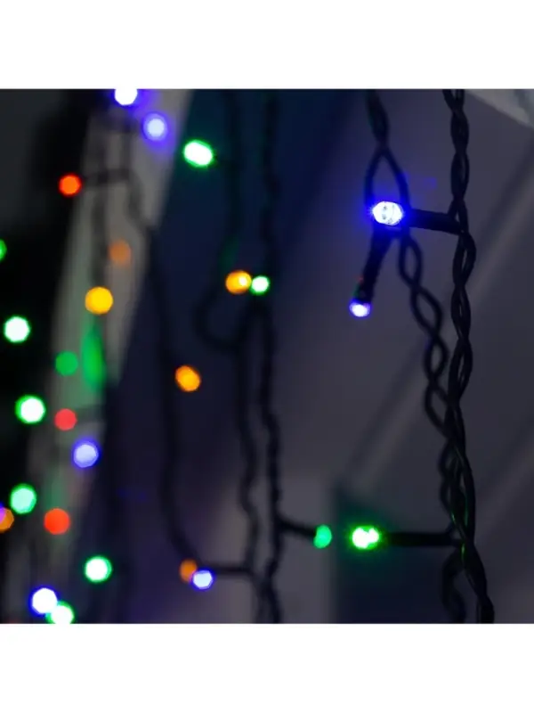 Гирлянда &laquo;Бахрома&raquo; 3&times;0.9 м, IP44, УМС, тёмная нить, 232 LED, свечение мульти, 220 В