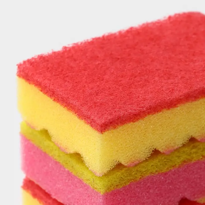 Губка для посуды с чистящим слоем PRIDE, 3 шт, 100×65×30 мм, МИКС Губка для посуды с чистящим слоем PRIDE, 3 шт, 100×65×30 мм, МИКС