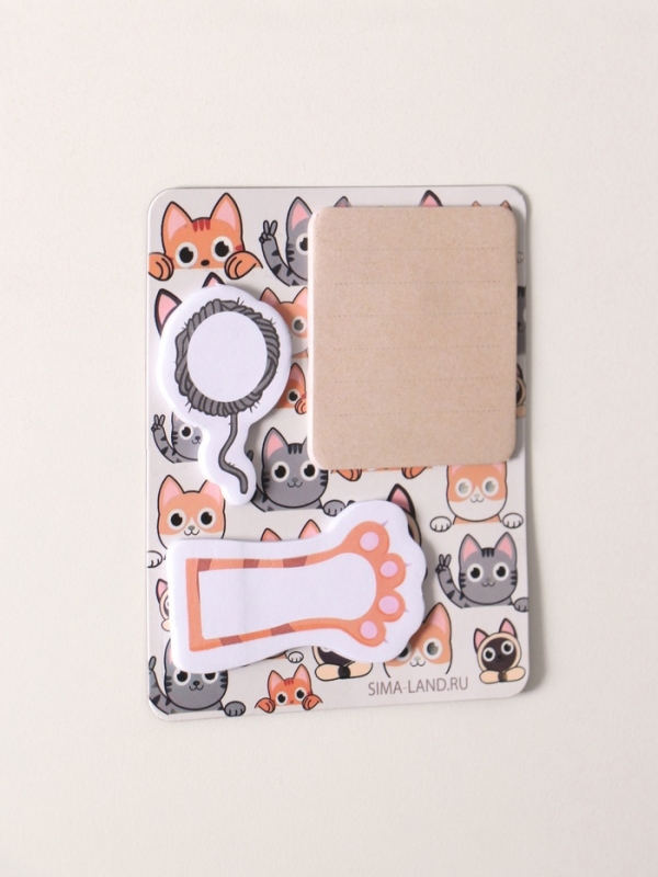 Магнит с блоком для записей и стикерами  Магнит с блоком для записей и стикерами "Котики" 10х12 см