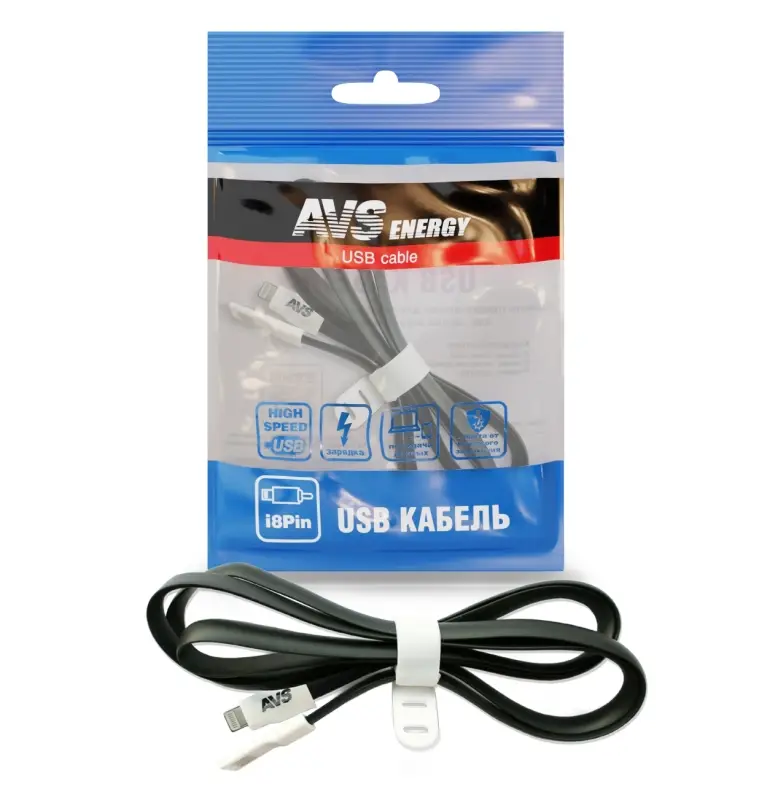 Кабель AVS для iphone 5(1м) IP-551 (плоский)