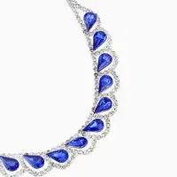 Набор 2 предмета: серьги, колье &laquo;Листопад&raquo;, капли, сине-белый в серебре, 45 см