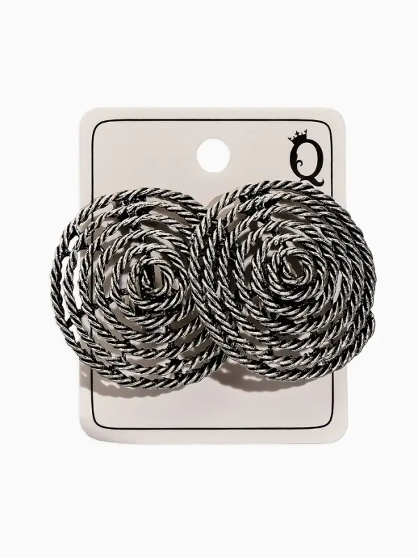 Клипсы Клипсы "Винтаж" круг из веревки, цвет чернёное серебро