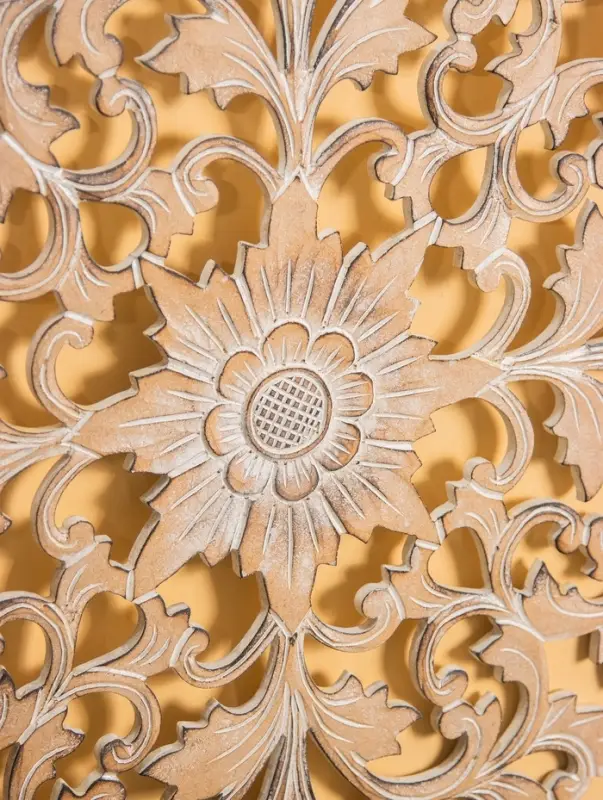 Панно "Цветочный орнамент" МДФ, 60х60х1 см, цв. бежево-белый