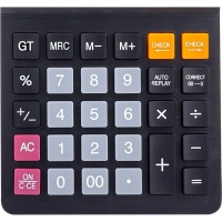 Калькулятор настольный ПОЛНОРАЗМ. Deli EM01420, 12-р,дв.пит, 180х126мм,чер