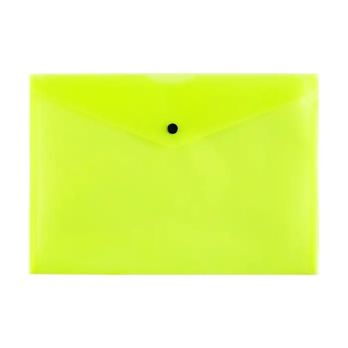 Набор папок-конвертов на кнопке 4 штуки, А4, 180 мкм, Calligrata Neon, полупрозрачные, неоновый МИКС