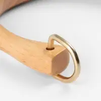 Ручки для сумки деревянные, с полукольцами, 10.3&times;8 см, 2 шт., цвет бежевый, золотой