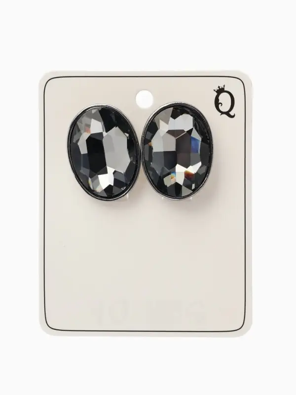 Серьги клипсы для ушей QF &laquo;Овал&raquo;, цвет серебро, серый