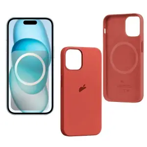 Чехол для iPhone 15 Silicone Case 100% ORG (MagSafe + анимация NFC) c LOGO Guava