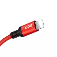 Кабель Hoco X14, Lightning - USB, 2 А, 2 м, быстрая зарядка, оплётка нейлон, красный