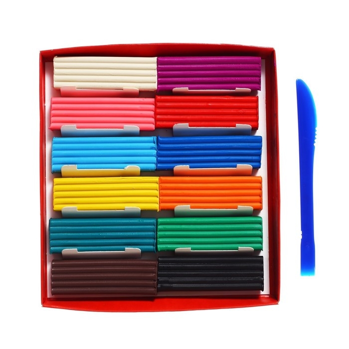 Пластилин 12 цветов 240 г, Гамма Пластилин 12 цветов 240 г, Гамма "Мультики", со стеком, картонная упаковка 280018