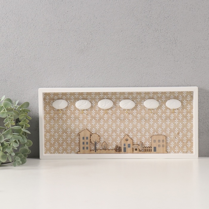 Крючки декоративные дерево  Крючки декоративные дерево "Домики и деревья" 3х36,5х16,4 см