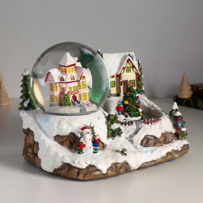 Сувенир полистоун водяной шар музыка, свет Сувенир полистоун водяной шар музыка, свет "Ёлка на катке" крутится d=10 см 22х15,5х15,5 см 103344