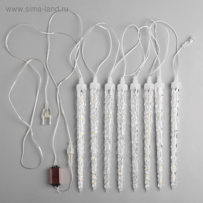 Гирлянда «Сосульки рифленые» 2.5 × 0.3 м, IP65, прозрачная нить, 192 LED, свечение зелёное с эффектом стекания, 12 В