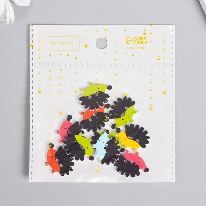 Набор пуговиц декоративных дерево Набор пуговиц декоративных дерево "Маленькие ёжики" набор 10 шт МИКС 1,7х2,3 см