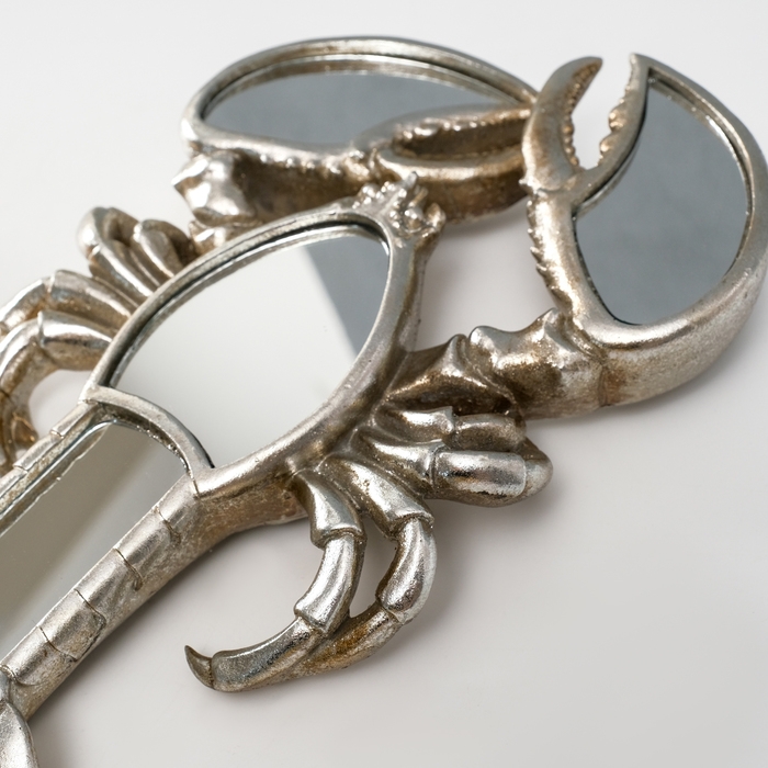 Панно интерьерное полистоун  Панно интерьерное полистоун "Зеркальный рак" серебро 14х3х25 см