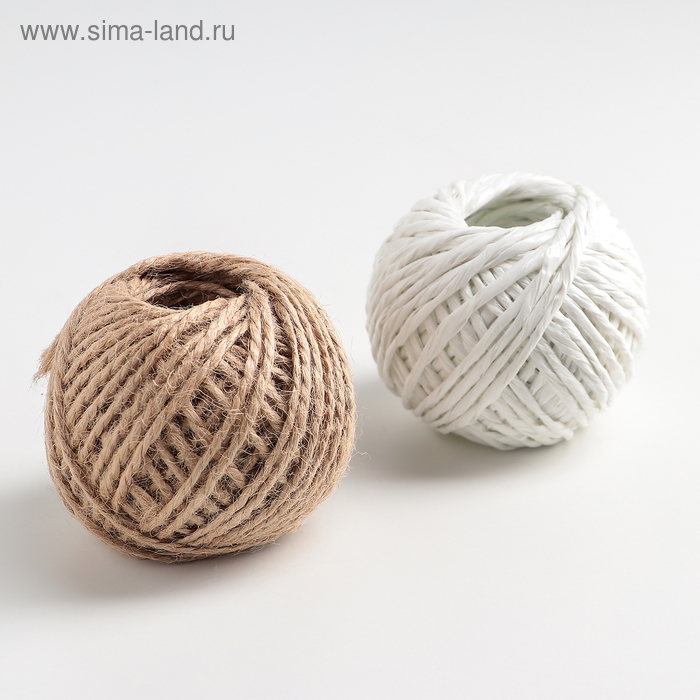 Набор шпагатов, 2 шт: полипропиленовый d=3 мм и джутовый скрученный d=1,5 мм, 30 м, цвет МИКС Набор шпагатов, 2 шт: полипропиленовый d=3 мм и джутовый скрученный d=1,5 мм, 30 м, цвет МИКС