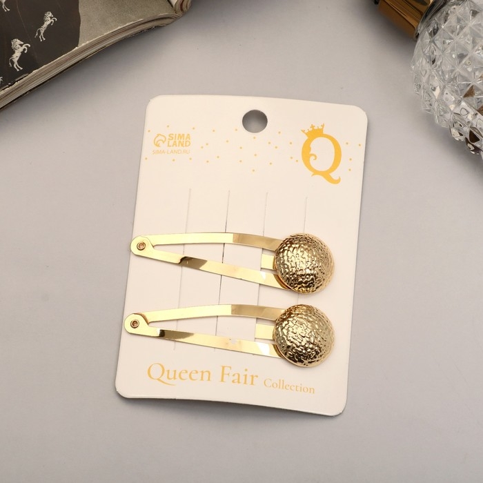 Невидимка для волос  Невидимка для волос "Аманда" (набор 2 шт) круг, 6,5 см, золото