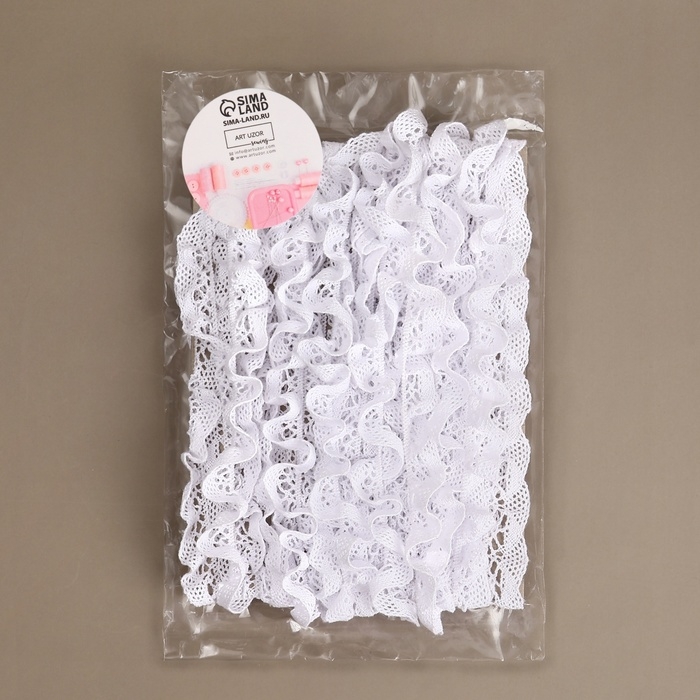 Тесьма вязаная, на резинке, 20 мм, 9 ± 0,5 м, цвет белый Тесьма вязаная, на резинке, 20 мм, 9 ± 0,5 м, цвет белый