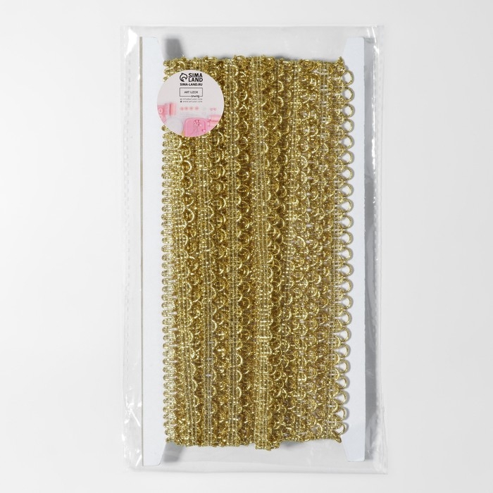 Тесьма декоративная «Петля», 12 мм, 10 ± 1 м, цвет золотой Тесьма декоративная «Петля», 12 мм, 10 ± 1 м, цвет золотой