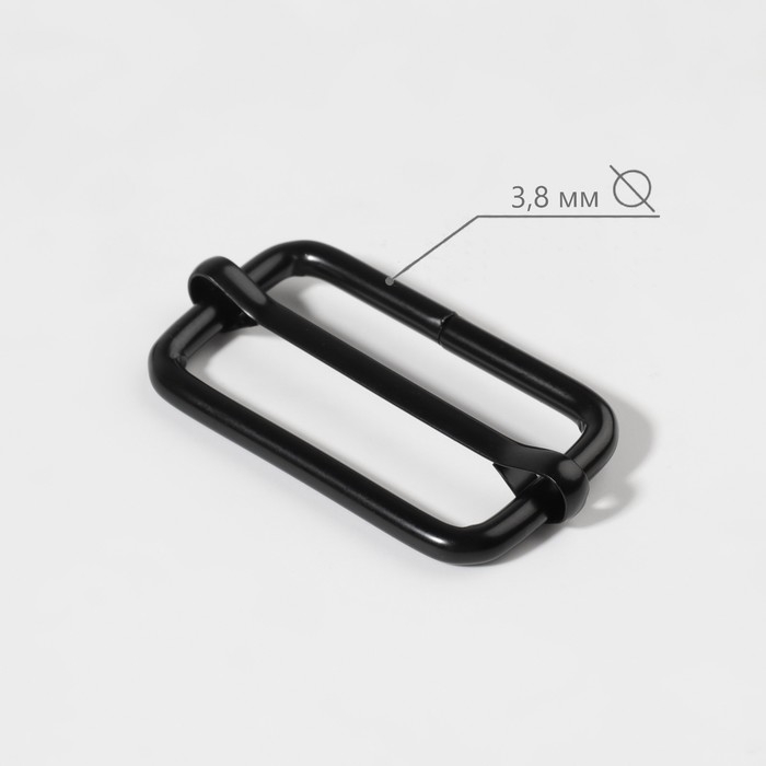 Пряжка регулирующая, внутренняя ширина - 37,5 мм, толщина - 3,8 мм, 5 шт, цвет матовый чёрный Пряжка регулирующая, внутренняя ширина - 37,5 мм, толщина - 3,8 мм, 5 шт, цвет матовый чёрный