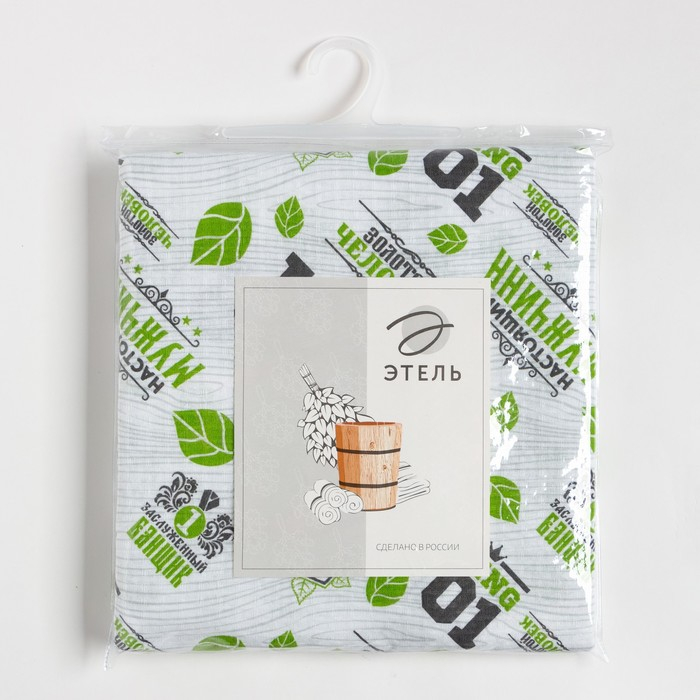 Простыня для бани  Простыня для бани "Герой бани" 150х180 см, 100% хл, вафельное полотно