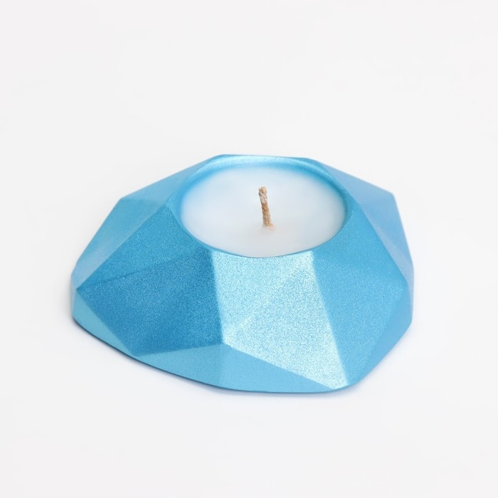 Свеча  Свеча "Сердце. Мрамор" в подсвечнике из гипса с гранями, 8х7,5х2,5см,голубой