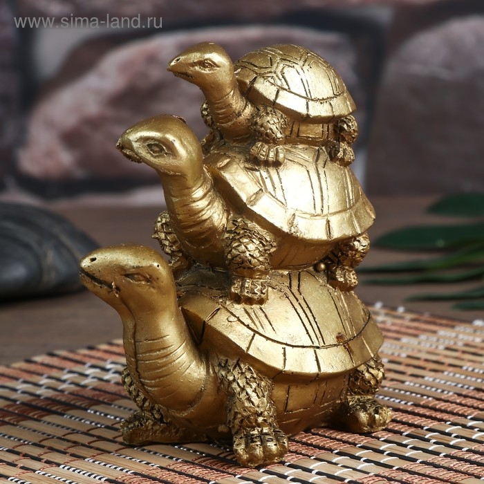 Нэцке полистоун под бронзу Нэцке полистоун под бронзу "Черепахи пирамида" 10х5,5х8,5 см