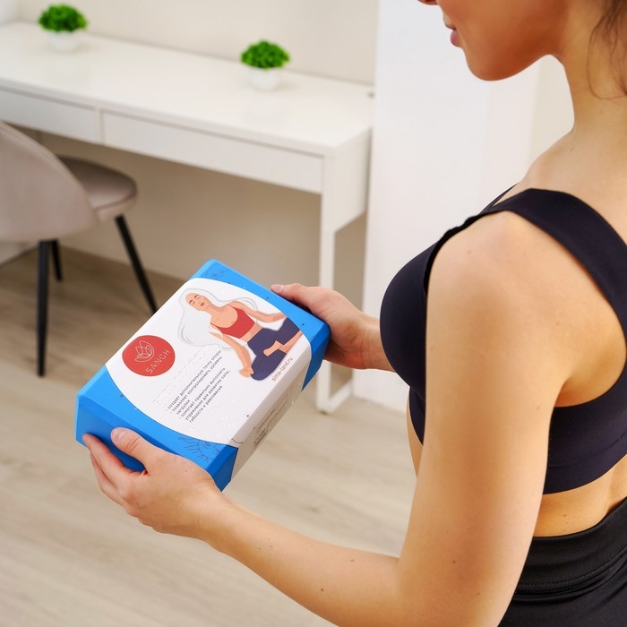 Блок для йоги Sangh Moon, 23х15х8 см, цвет синий Блок для йоги Sangh Moon, 23х15х8 см, цвет синий