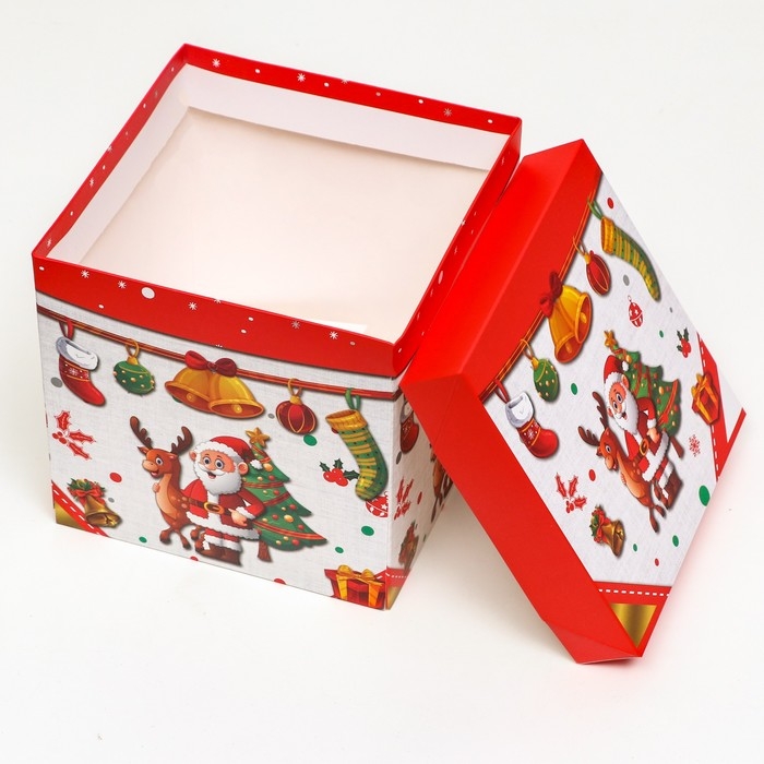 Новый год. Коробка Самосборная «Дед мороз и Ёлка» 15 х 15 х 15 см Новый год. Коробка Самосборная «Дед мороз и Ёлка» 15 х 15 х 15 см