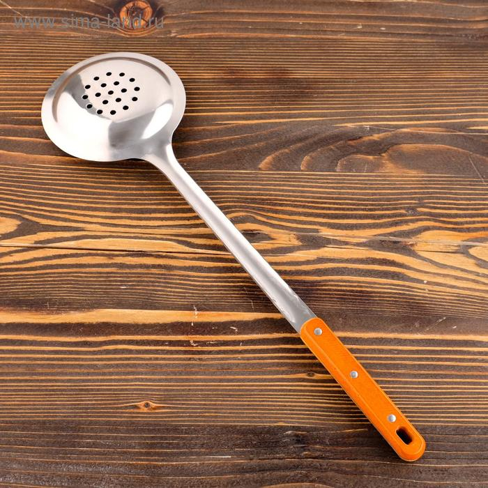 Шумовка для казана узбекская 45см, диаметр 12см, с деревянной ручкой Шумовка для казана узбекская 45см, диаметр 12см, с деревянной ручкой