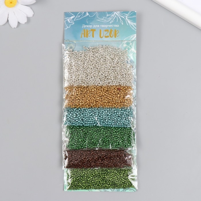 Бисер круглый 12/0  Бисер круглый 12/0 "Свежесть" металлик 6 цветов х 15 гр 20х8 см