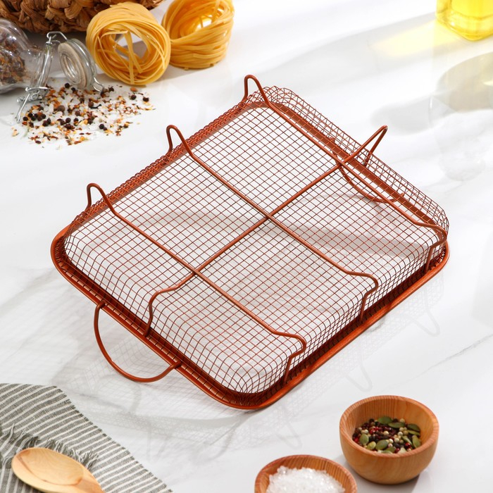 Противень «Прима. Гриль», 35×25 см, с решёткой, антипригарное покрытие, цвет коричневый Противень «Прима. Гриль», 35×25 см, с решёткой, антипригарное покрытие, цвет коричневый